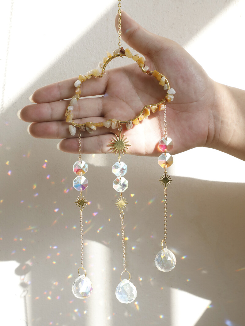 Felhő napfogó falra akasztható kristály szélcsengő szivárványkészítő fényfogó autós kiegészítők karácsonyi napfogó otthoni dekoráció