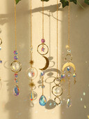 Χειροποίητα Boho Sun Catcher Κρεμαστά Στολίδια Wind Chimes Crystal Sun Catchers με χρυσή αλυσίδα για διακόσμηση τοίχου παραθύρου και κήπου