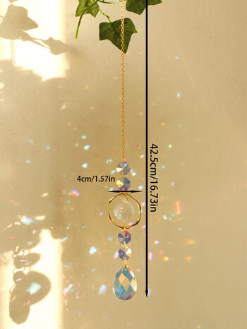 Χειροποίητα Boho Sun Catcher Κρεμαστά Στολίδια Wind Chimes Crystal Sun Catchers με χρυσή αλυσίδα για διακόσμηση τοίχου παραθύρου και κήπου