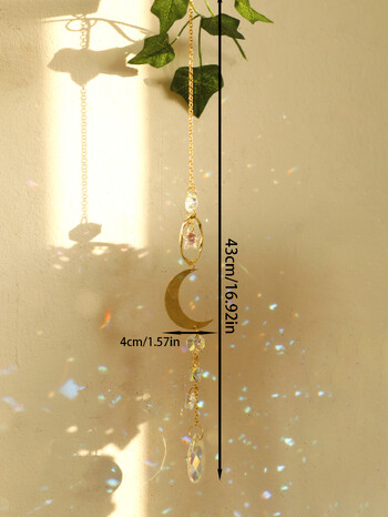 Χειροποίητα Boho Sun Catcher Κρεμαστά Στολίδια Wind Chimes Crystal Sun Catchers με χρυσή αλυσίδα για διακόσμηση τοίχου παραθύρου και κήπου