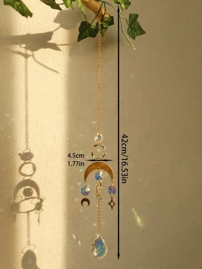 Χειροποίητα Boho Sun Catcher Κρεμαστά Στολίδια Wind Chimes Crystal Sun Catchers με χρυσή αλυσίδα για διακόσμηση τοίχου παραθύρου και κήπου