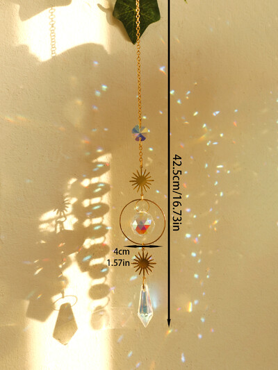 Χειροποίητα Boho Sun Catcher Κρεμαστά Στολίδια Wind Chimes Crystal Sun Catchers με χρυσή αλυσίδα για διακόσμηση τοίχου παραθύρου και κήπου