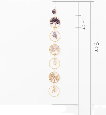 Διακόσμηση τοίχου με κρυστάλλινα δέντρα Life Tree Διακόσμηση τοίχου με 6 δαχτυλίδια Chakra Πέτρινη διακόσμηση Σκανδιναβικής κρεμαστής διακόσμηση Boho Δωμάτια Αισθητικό Δώρο