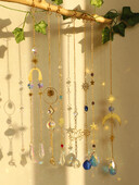 Boho Crystal Sun Catchers Κρεμαστά στολίδια Sun Catcher Wind Chimes Χειροποίητα με χρυσή αλυσίδα για Παράθυρο Διακόσμηση κήπου τοίχου