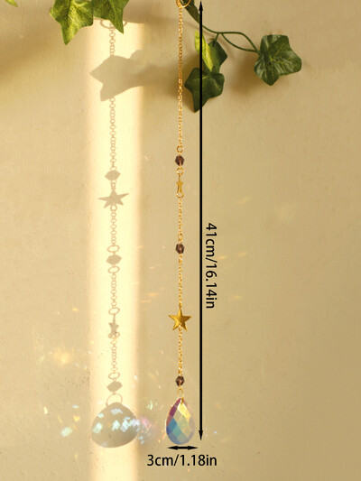 Boho Crystal Sun Catchers Κρεμαστά στολίδια Sun Catcher Wind Chimes Χειροποίητα με χρυσή αλυσίδα για Παράθυρο Διακόσμηση κήπου τοίχου