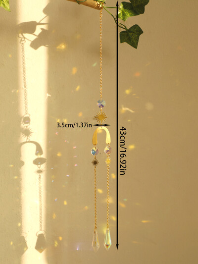 Boho Crystal Sun Catchers Κρεμαστά στολίδια Sun Catcher Wind Chimes Χειροποίητα με χρυσή αλυσίδα για Παράθυρο Διακόσμηση κήπου τοίχου