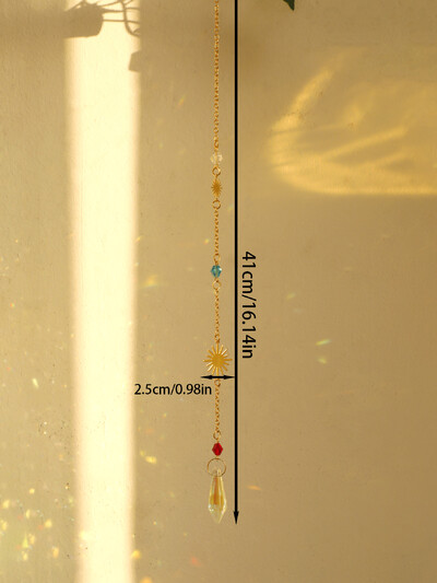 Boho Crystal Sun Catchers Κρεμαστά στολίδια Sun Catcher Wind Chimes Χειροποίητα με χρυσή αλυσίδα για Παράθυρο Διακόσμηση κήπου τοίχου