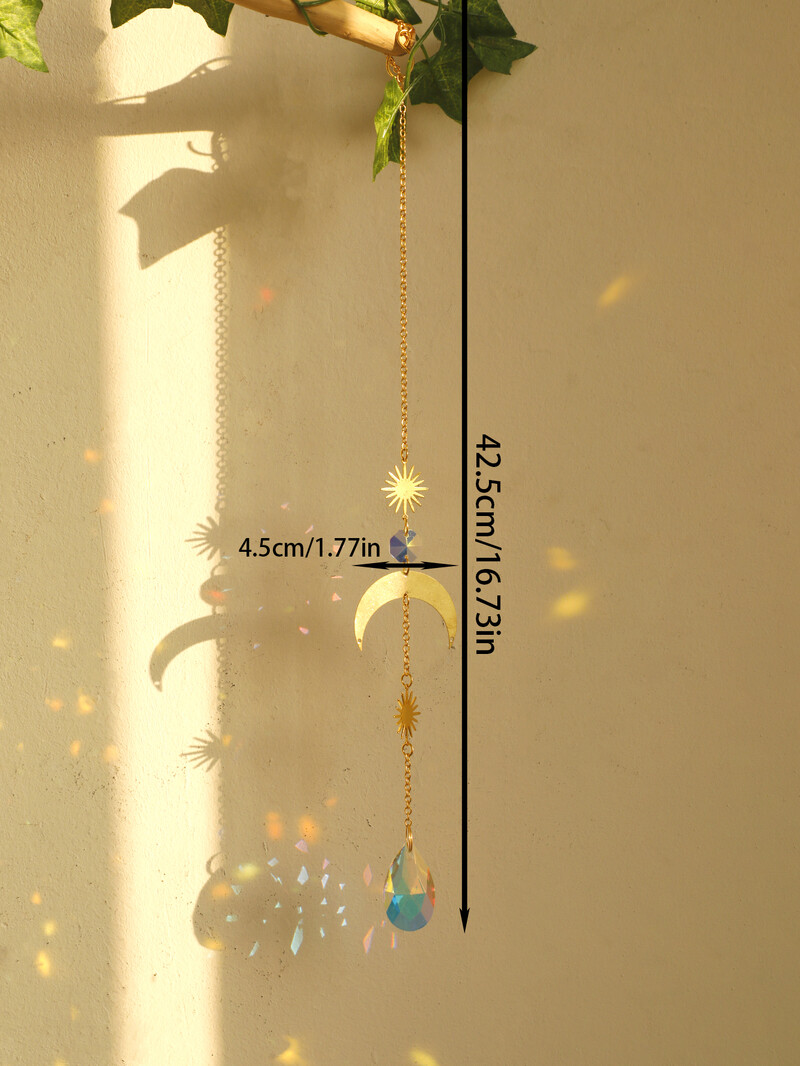 Boho Crystal napfogók függő díszek napfogó szélcsengő, kézzel készített arany lánccal az ablak falakhoz, kerti dekorációhoz
