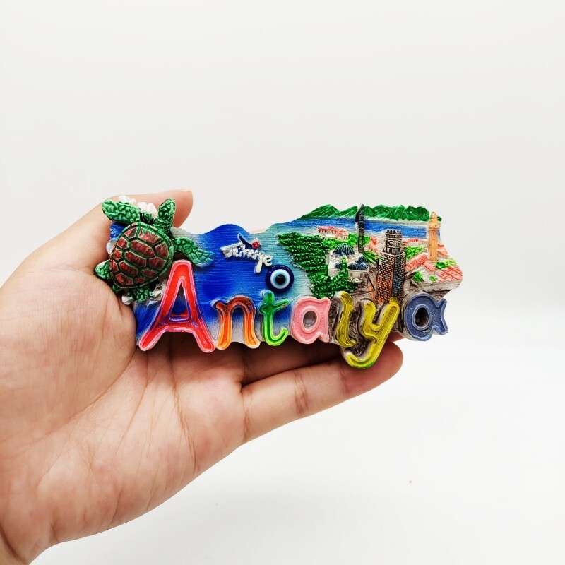Pulyka gyanta hűtőmágnesek Kreatív Landmark Tájkép Hűtőmágnesek Kemer Antalya Alanya Fethiye Cappadocia emléktárgy