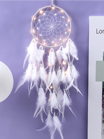 Dream Catcher White Feather Wind Chime Χειροποίητο Κοριτσίστικο Δωμάτιο Υπνοδωμάτιο Κρεμαστά στον τοίχο Διακοσμητικά Δώρο γενεθλίων Φεστιβάλ Διακόσμηση σπιτιού