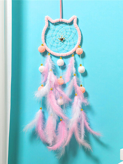 Dream Catcher Χειροποίητα υφάσματα εξωτερικού κήπου Wind Chimes Ροζ φτερά κρεβατοκάμαρα Κρεμαστά στολίδια Διακόσμηση τοίχου Χριστουγεννιάτικα δώρα γενεθλίων