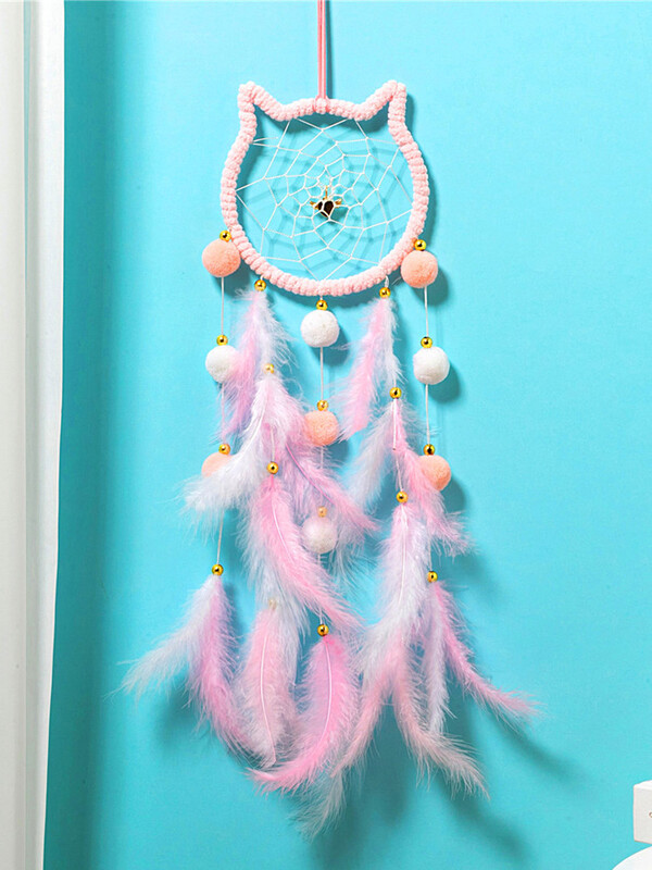 Apărător de vise țesute manual pentru grădină în aer liber, clopoței de vânt, cu pene roz, ornamente suspendate pentru dormitor, decor de perete, cadouri de Crăciun de aniversare