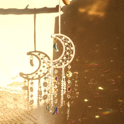 Moon Star Suncatcher Crystal Wall Hanging Dream Catcher Rainbow Maker Light Catcher Art Decor Αξεσουάρ αυτοκινήτου Δώρα διακόσμησης σπιτιού