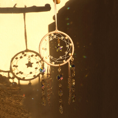 Moon Star Suncatcher Crystal Wall Hanging Dream Catcher Rainbow Maker Light Catcher Art Decor Αξεσουάρ αυτοκινήτου Δώρα διακόσμησης σπιτιού