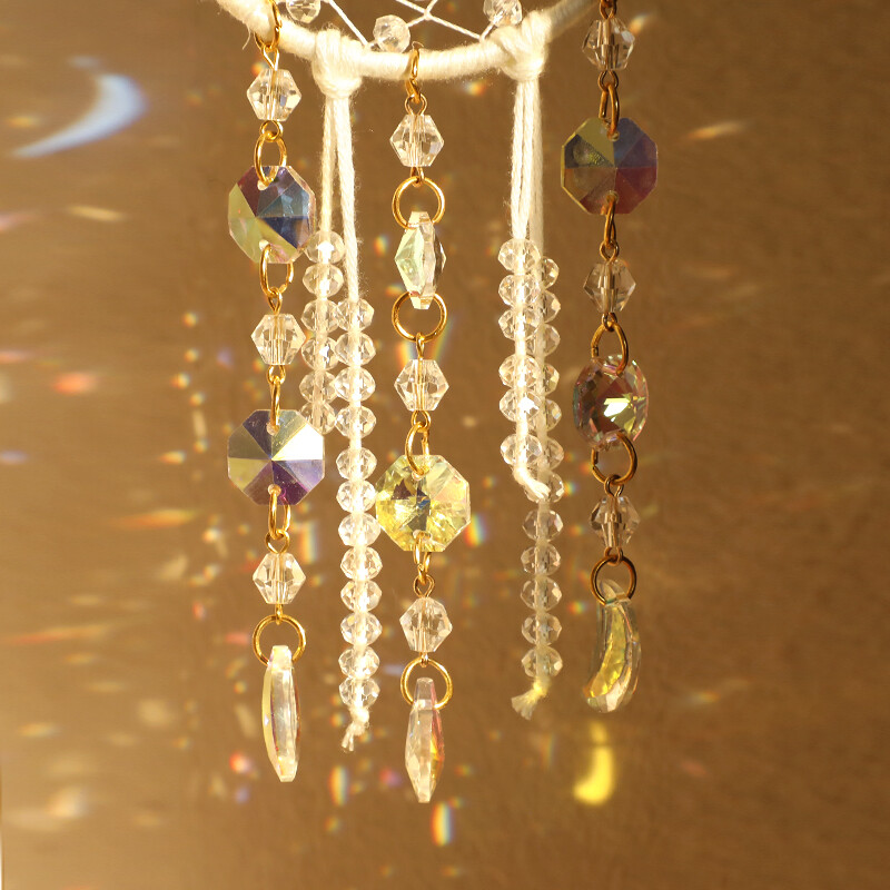 Moon Star Suncatcher Cristal pentru agățat pe perete Captorul de vise Producător de curcubeu Captator de lumină Artă Decor Accesorii pentru mașini Cadouri pentru decorarea casei