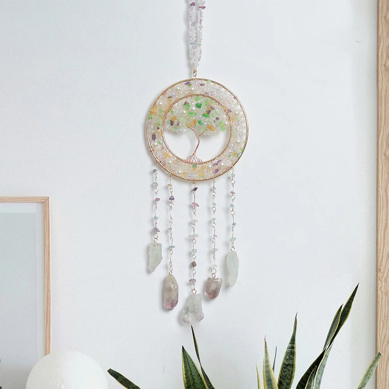 7 Chakre Pietre pretioase Agat Cristal Captorul de Vise Agata Naturala Dormitor Agatator Cristal Captorul de Vise Decoratiuni Artizanale pentru Casa