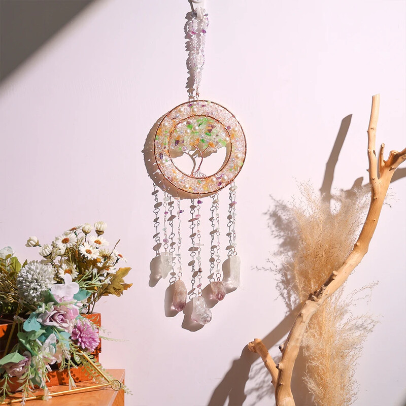 7 Chakre Pietre pretioase Agat Cristal Captorul de Vise Agata Naturala Dormitor Agatator Cristal Captorul de Vise Decoratiuni Artizanale pentru Casa