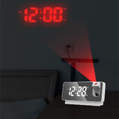 180° Περιστροφή LED Ψηφιακό Ξυπνητήρι προβολής USB Ηλεκτρονικός προβολέας οροφής Ξυπνητήρι για επιτραπέζιο ρολόι κρεβατοκάμαρας