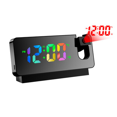 180° Περιστροφή LED Ψηφιακό Ξυπνητήρι προβολής USB Ηλεκτρονικός προβολέας οροφής Ξυπνητήρι για επιτραπέζιο ρολόι κρεβατοκάμαρας