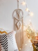 Macrame Ονειροπαγίδα Macrame Κυκλικά φύλλα τοίχου Boho Διακόσμηση σπιτιού Ταπετσαρία τοίχου Αισθητική διακόσμηση δωματίου Χριστουγεννιάτικα δώρα