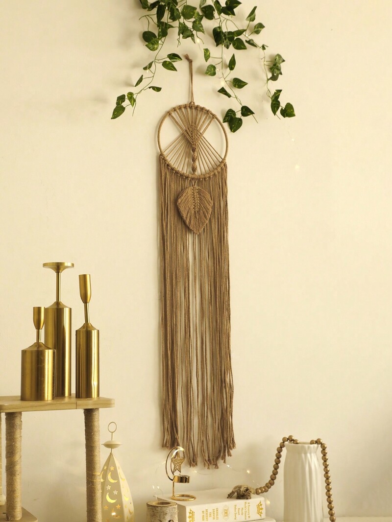 Macrame Dreamcatcher Macrame Circular Leaf Hanging Wall Decoration Boho Home Decor Tapiserie de perete Decor estetic de cameră Cadouri de Crăciun