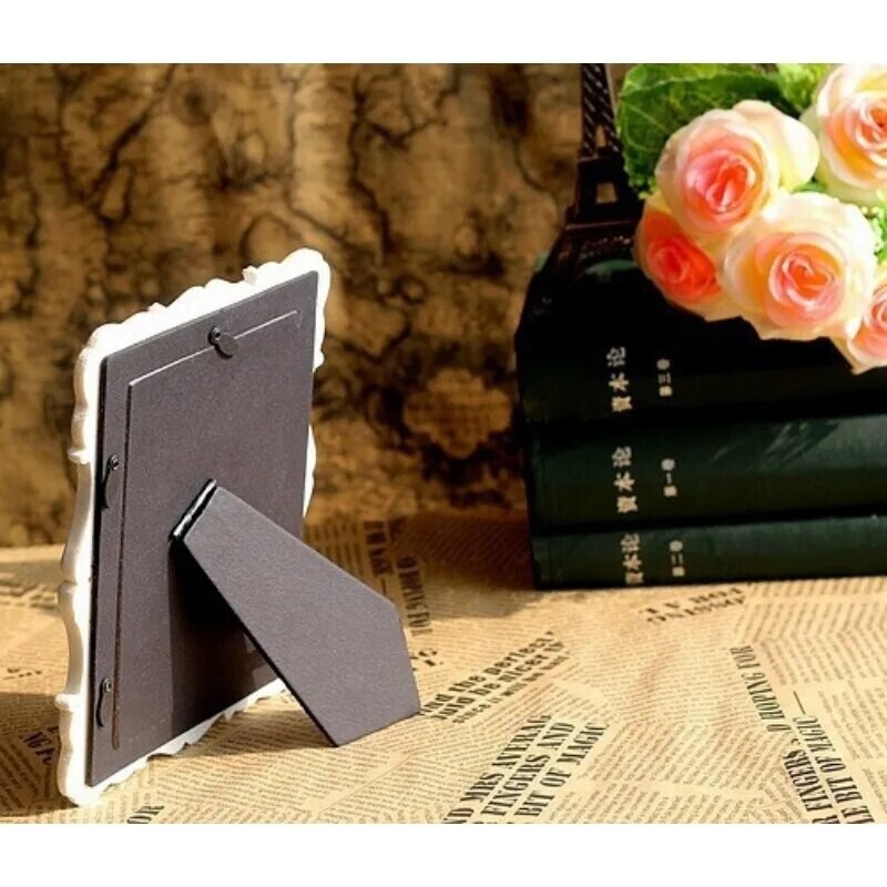 1 buc. Rama foto cu model de trandafiri in stil european, alb, elegant, memorie pentru dormitor, cadru foto de nunta romantica, ornamente de birou din rasina