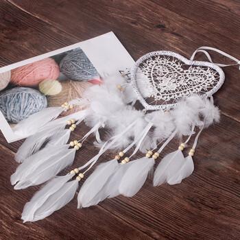 Dream Catcher Heart Feather Χάντρες Κρεμαστά Τοίχου Κορίτσι Δωμάτιο Αυτοκίνητο Διακόσμηση Παράθυρο Γραφείου Στολίδι Φτερά Διακοσμητικά Κρεμαστά στον τοίχο