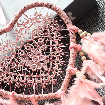 Dream Catcher Heart Feather Χάντρες Κρεμαστά Τοίχου Κορίτσι Δωμάτιο Αυτοκίνητο Διακόσμηση Παράθυρο Γραφείου Στολίδι Φτερά Διακοσμητικά Κρεμαστά στον τοίχο