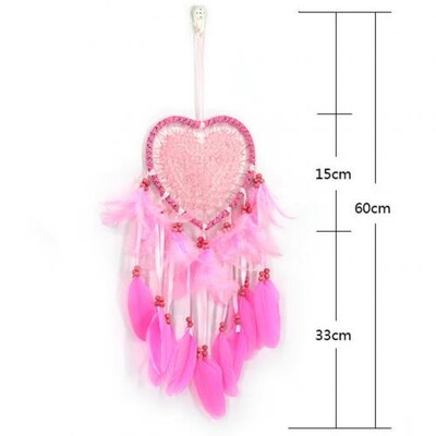Dream Catcher Heart Feather Χάντρες Κρεμαστά Τοίχου Κορίτσι Δωμάτιο Αυτοκίνητο Διακόσμηση Παράθυρο Γραφείου Στολίδι Φτερά Διακοσμητικά Κρεμαστά στον τοίχο