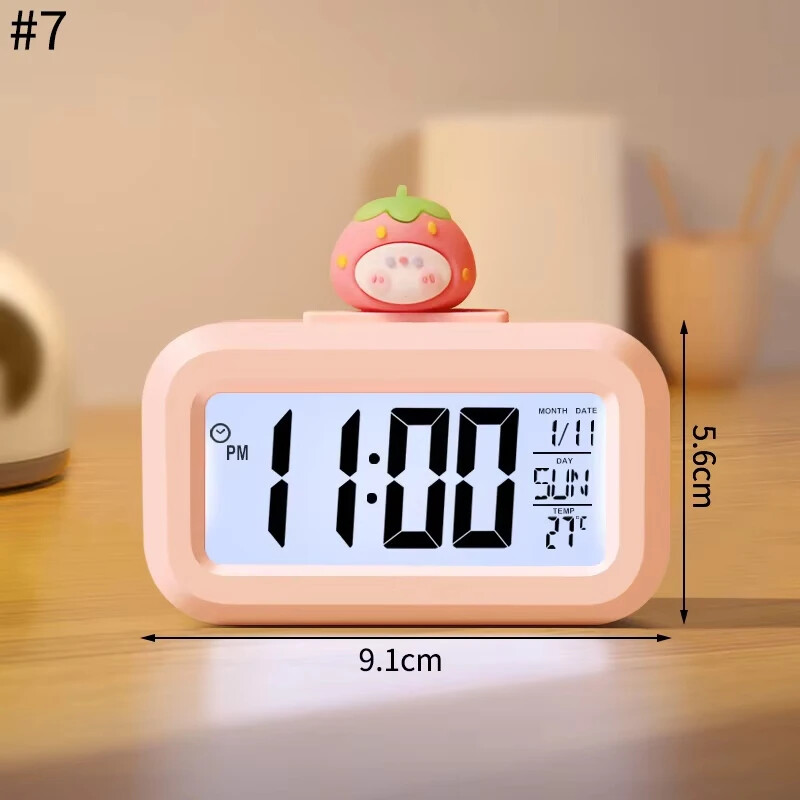 Ceas digital cu LED nou, drăguț Kawaii, decor romă, ceas deșteptător cu porc de desene animate, cameră cu lumină de noapte, ceas drăguț, ornamente de noptieră pentru dormitor