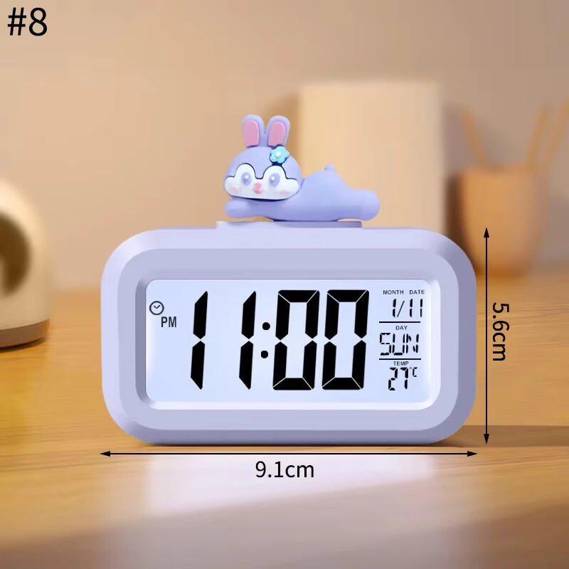 Ceas digital cu LED nou, drăguț Kawaii, decor romă, ceas deșteptător cu porc de desene animate, cameră cu lumină de noapte, ceas drăguț, ornamente de noptieră pentru dormitor