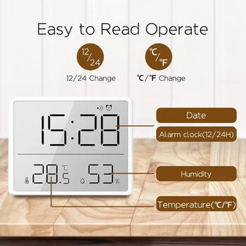 Εξαιρετικά λεπτό ρολόι τοίχου LCD με μεγάλη οθόνη Ψηφιακός μετρητής θερμοκρασίας και υγρασίας Απλό ξυπνητήρι Μαγνητικό σχέδιο Ρολόγια διακόσμηση