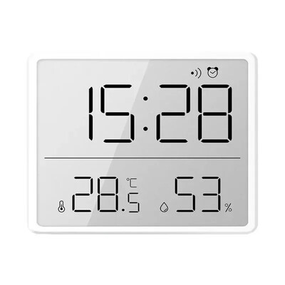 Ceas de perete ultra-subțire LCD cu ecran mare Contor digital de temperatură și umiditate Ceas cu alarmă simplu Ceasuri cu design magnetic Decor