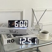 Έξυπνο ξυπνητήρι Τραπέζι κομοδίνο Led Ξυπνητήρι Ψηφιακό Παιδικό Ηλεκτρονικό Ξυπνητήρι Καμπύλη οθόνη Καθρέφτης Θερμοκρασία