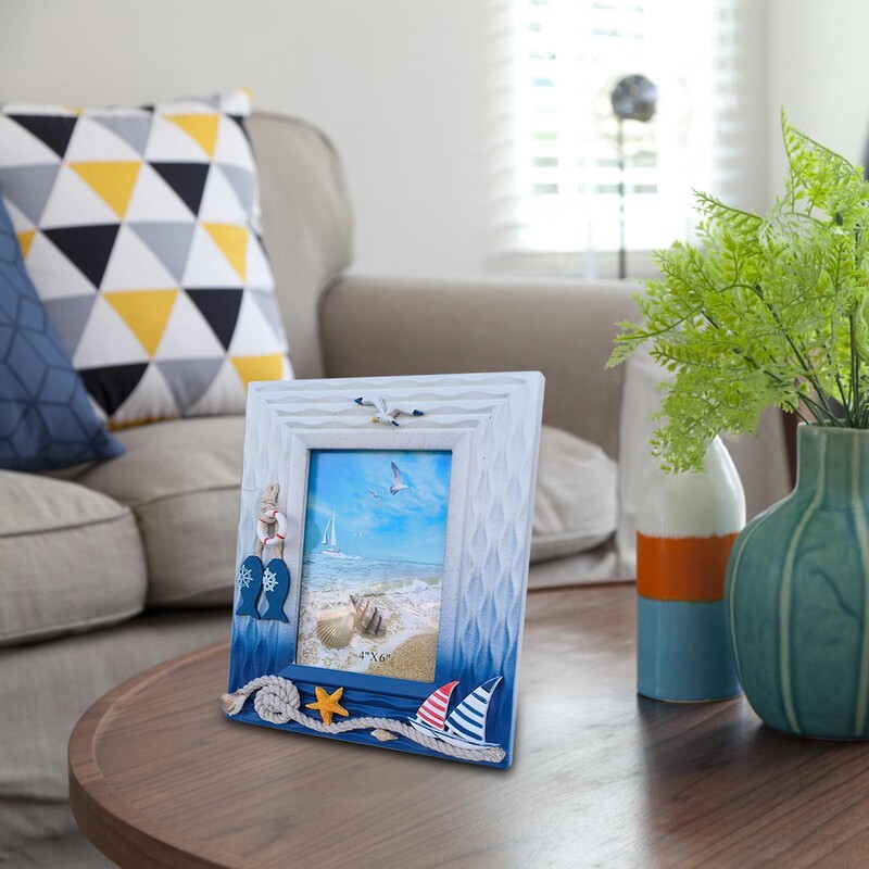 Suport pentru fotografii în stil nautic Barcă cu pânze Mediteraneeană 6 inch Rama foto pentru decorare cafenea