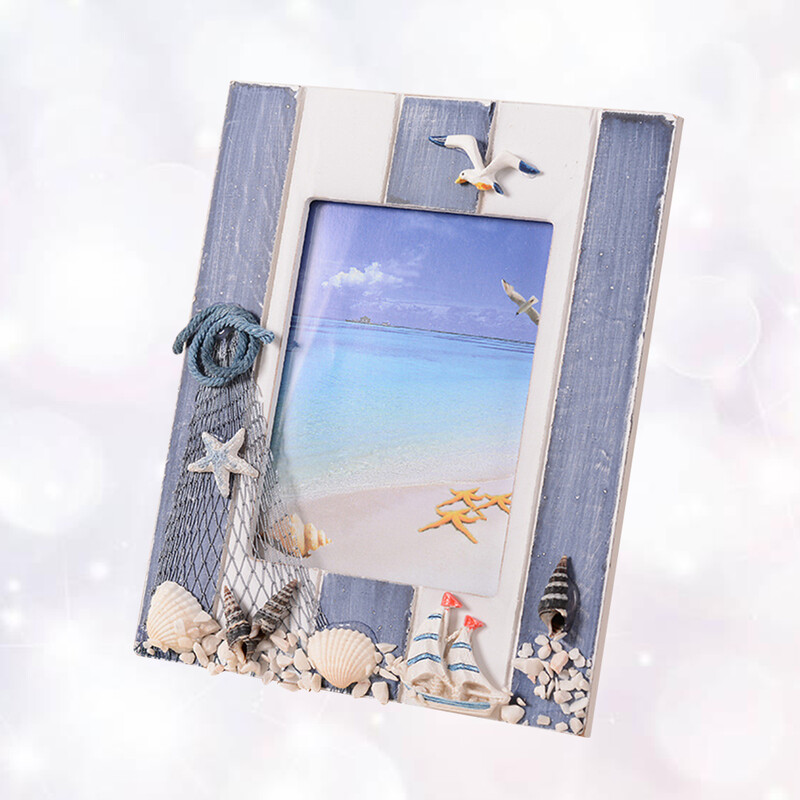 Ramă Foto din Lemn Rame Fotografii Cochilii de Mare Decorare pentru Acasă Desktop Auto Stand pentru Sufragerie Birou Birou