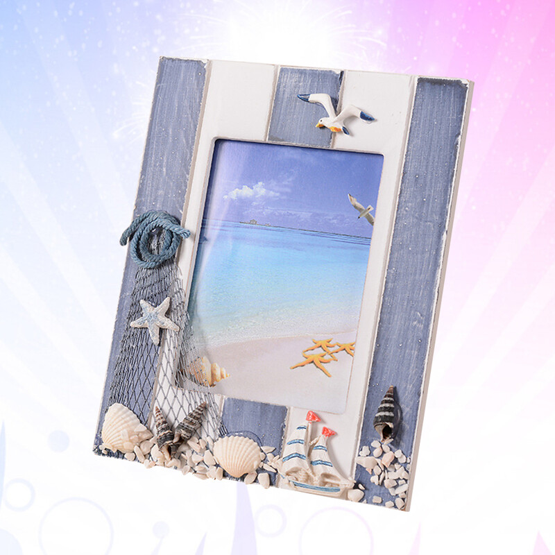 Ramă Foto din Lemn Rame Fotografii Cochilii de Mare Decorare pentru Acasă Desktop Auto Stand pentru Sufragerie Birou Birou