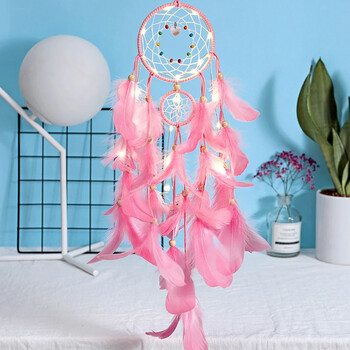 Creative Dreamcatcher Κρεμαστό Ονειροπαγίδα με ελαφρύ LED που κρέμεται στον τοίχο Wind Chimes Διακόσμηση τοίχου κρεβατοκάμαρας σπιτιού για δώρο