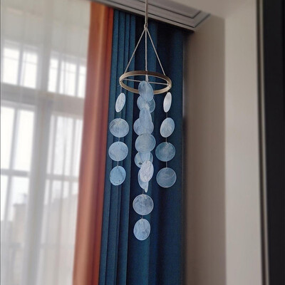 Moon Shell Eolian Clopot Captatoare de vise Culoare Natural Shell Wind Chime Vis Pervaz de fereastră Decor Balcon Cadou de inaugurare a casei