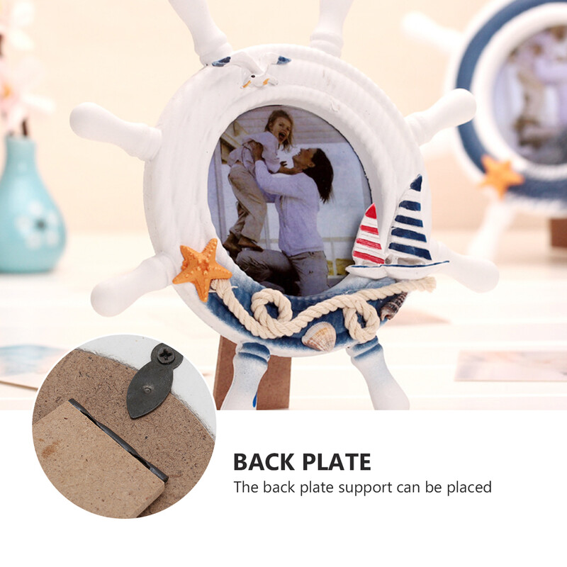 Rame Poze Vintage Decor Suport rotund Cadou Cadouri unice din lemn albastru pentru studenți