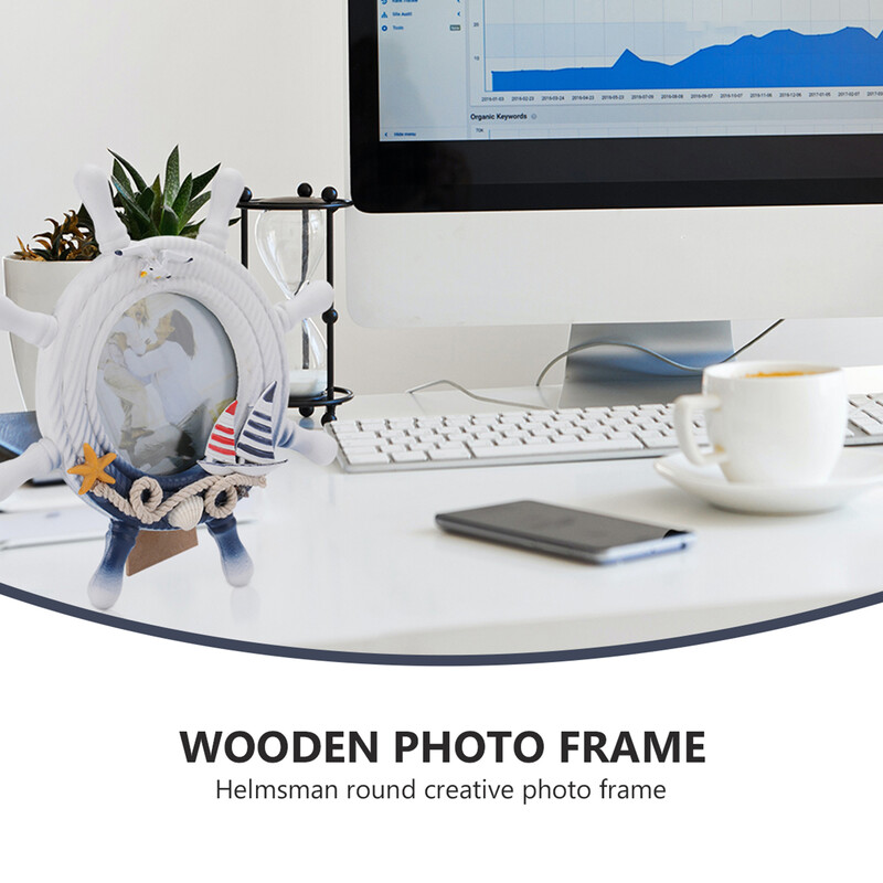 Rame Poze Vintage Decor Suport rotund Cadou Cadouri unice din lemn albastru pentru studenți