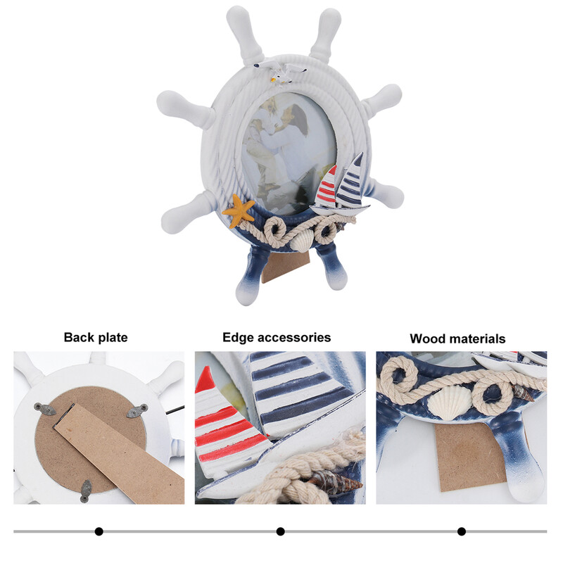 Rame Poze Vintage Decor Suport rotund Cadou Cadouri unice din lemn albastru pentru studenți