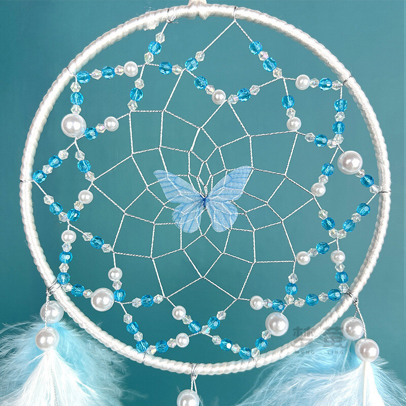 Atrapator de vise fluture pandantiv cu pene roz, țesute manual, perdele pentru dormitor, ornamente agățate, cadou de zi de naștere, decorațiuni pentru casă