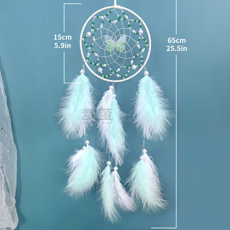 Atrapator de vise fluture pandantiv cu pene roz, țesute manual, perdele pentru dormitor, ornamente agățate, cadou de zi de naștere, decorațiuni pentru casă