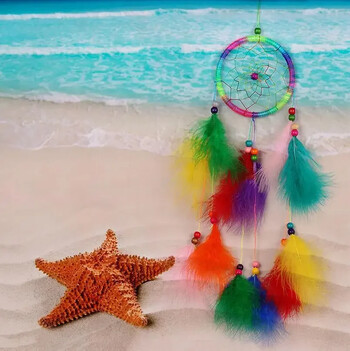 Wind Chimes Χειροποίητο Indian Dream Catcher Net με φτερά 55 cm Κρεμαστή στον τοίχο Dreamcatcher Craft Δώρο Διακόσμηση σπιτιού