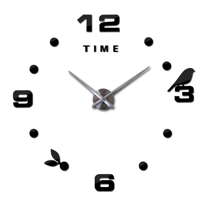 Ceas de perete 3D mare acrilic, design modern, păsări tăcute, autoadeziv, ceas de perete digital DIY, autocolant pentru decorarea camerei de zi