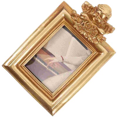 Ramă Poză Înger Fotografie Desktop Mic Rame Epocă Rășină Golden Display Tabletop