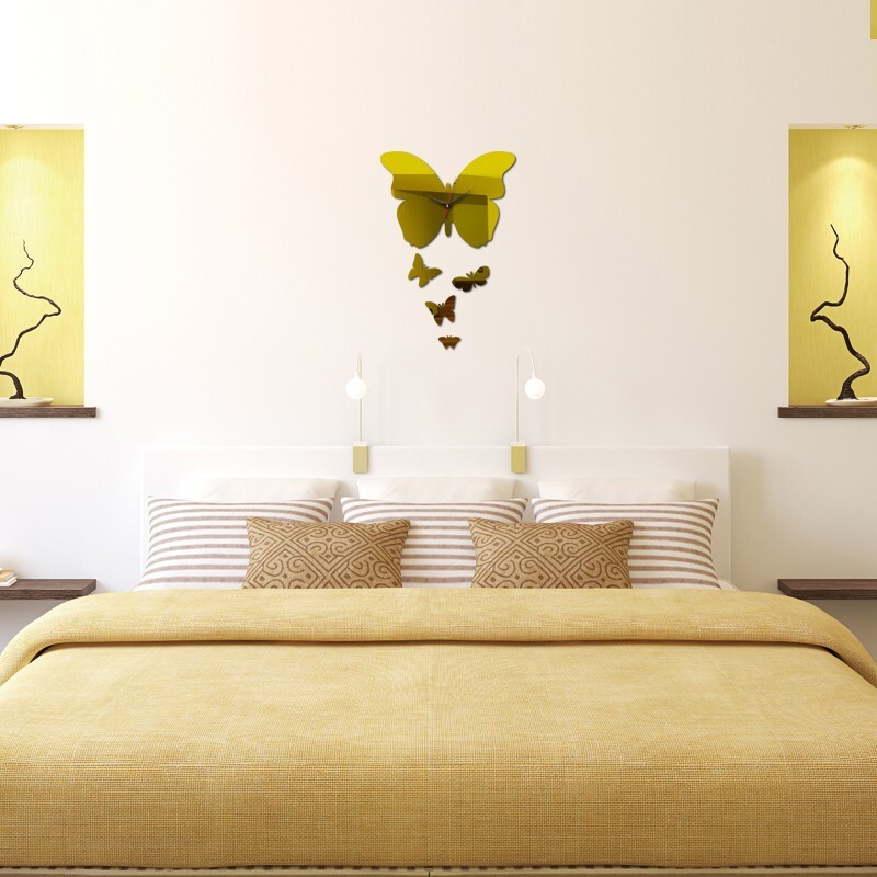 Nou perete mare fluture acrilic oglindă ceas ceas de perete cuarț autocolante acrilice design modern decorarea peretelui acasă