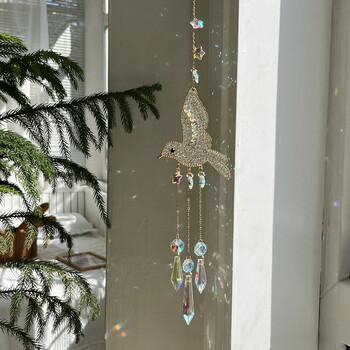 3D Diamond Hummingbird Leaf Sun Catcher Διακόσμηση σπιτιού με κρυστάλλινη σφαίρα Διακοσμητικό μενταγιόν κήπου