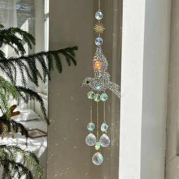 3D Diamond Hummingbird Leaf Sun Catcher Διακόσμηση σπιτιού με κρυστάλλινη σφαίρα Διακοσμητικό μενταγιόν κήπου